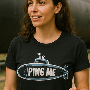 "Ping Me" black submarine shirts, photographed as submarine lover gift