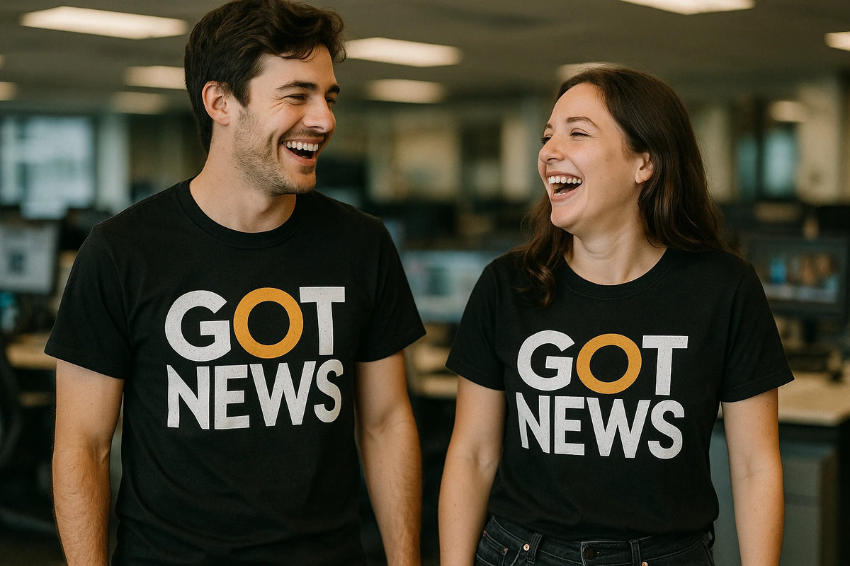 Person wearing the black journalist t shirt graphic tee - "Got News" design