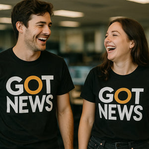 Person wearing the black journalist t shirt graphic tee - "Got News" design