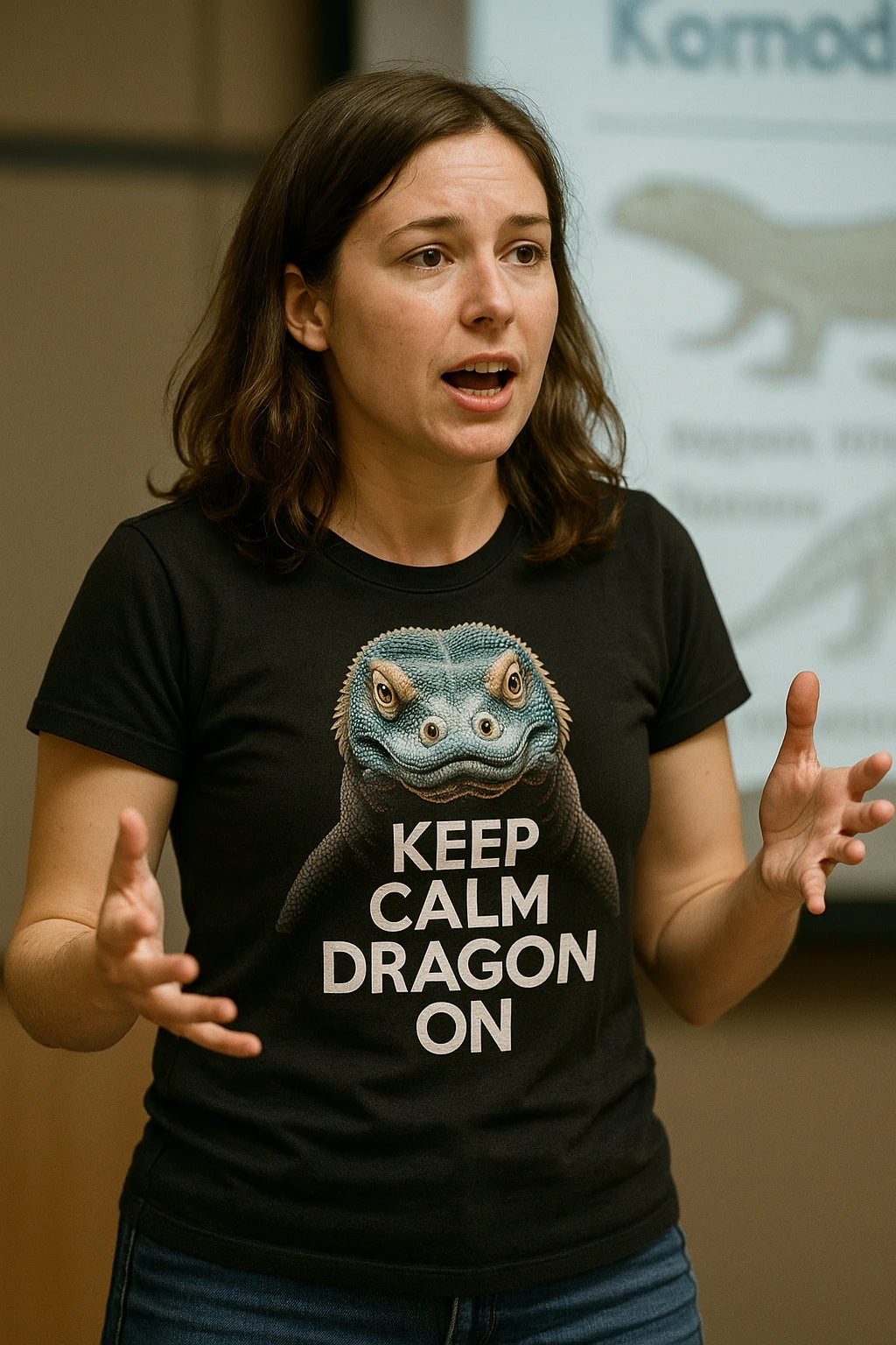 "Keep Calm, Dragon On" black komodo dragon t shirt - a birthday gift for komodo dragon lover
