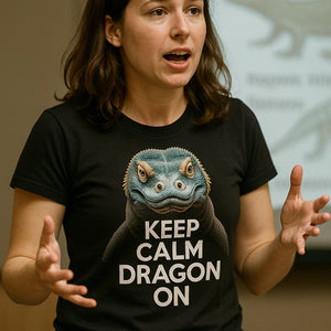"Keep Calm, Dragon On" black komodo dragon t shirt - a birthday gift for komodo dragon lover