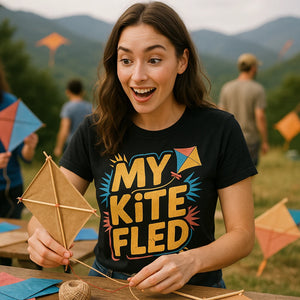 "My Kite Fled" kite flying shirts - product photo 9