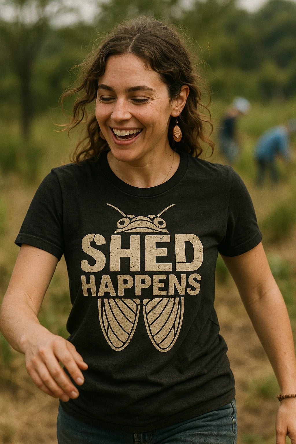 "Shed Happens" black cicada t shirt - a birthday gift for cicada lover