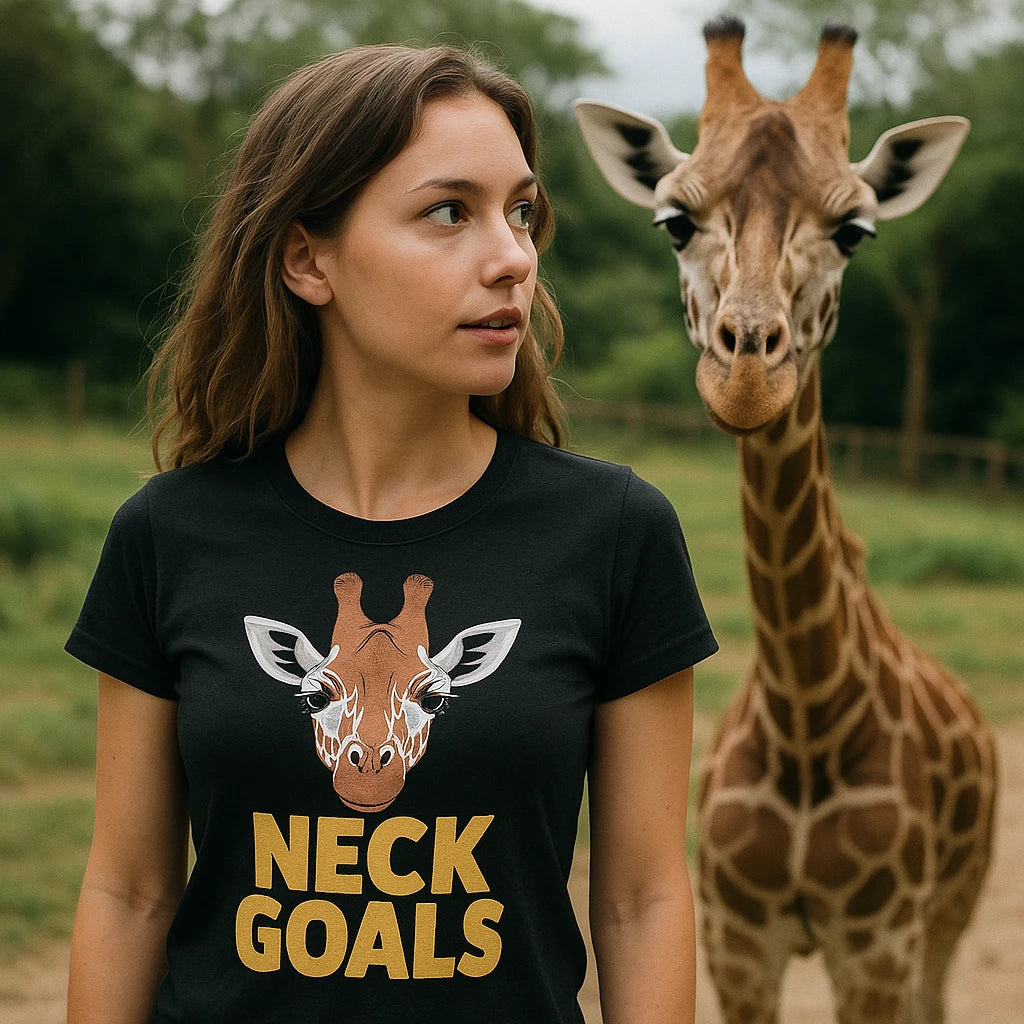 "Neck Goals" giraffe print tee - product photo 9