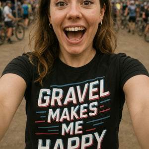 "Gravel Makes Me Happy" black dirt bike shirts - a birthday gifts for bike lovers