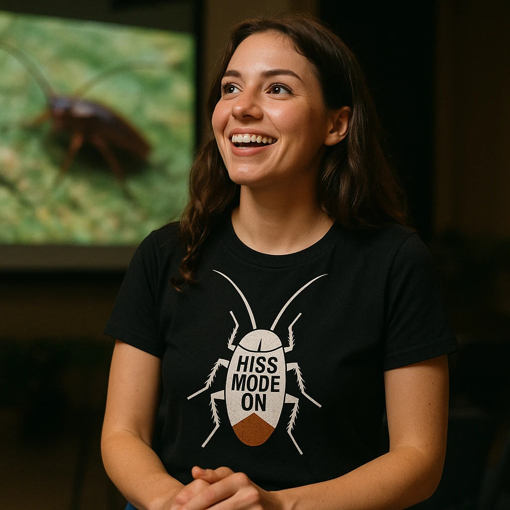 "Flat Tail Club" black cockroaches shirts, photographed as cockroaches lover gift