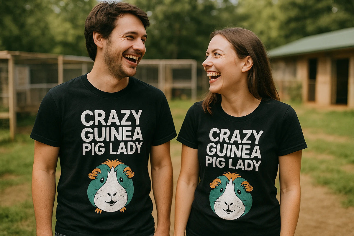 Person wearing the black graphic tee graphic tee - "Crazy Guinea Pig Lady" design