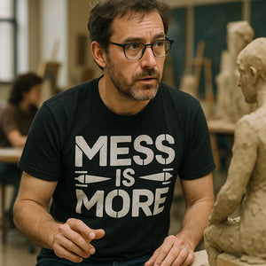 "Mess Is More" minimalist geometric sculpting t shirt - product photo 8