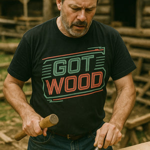 "Got Wood" black carpentry t shirt - also a carpentry gifts for dad