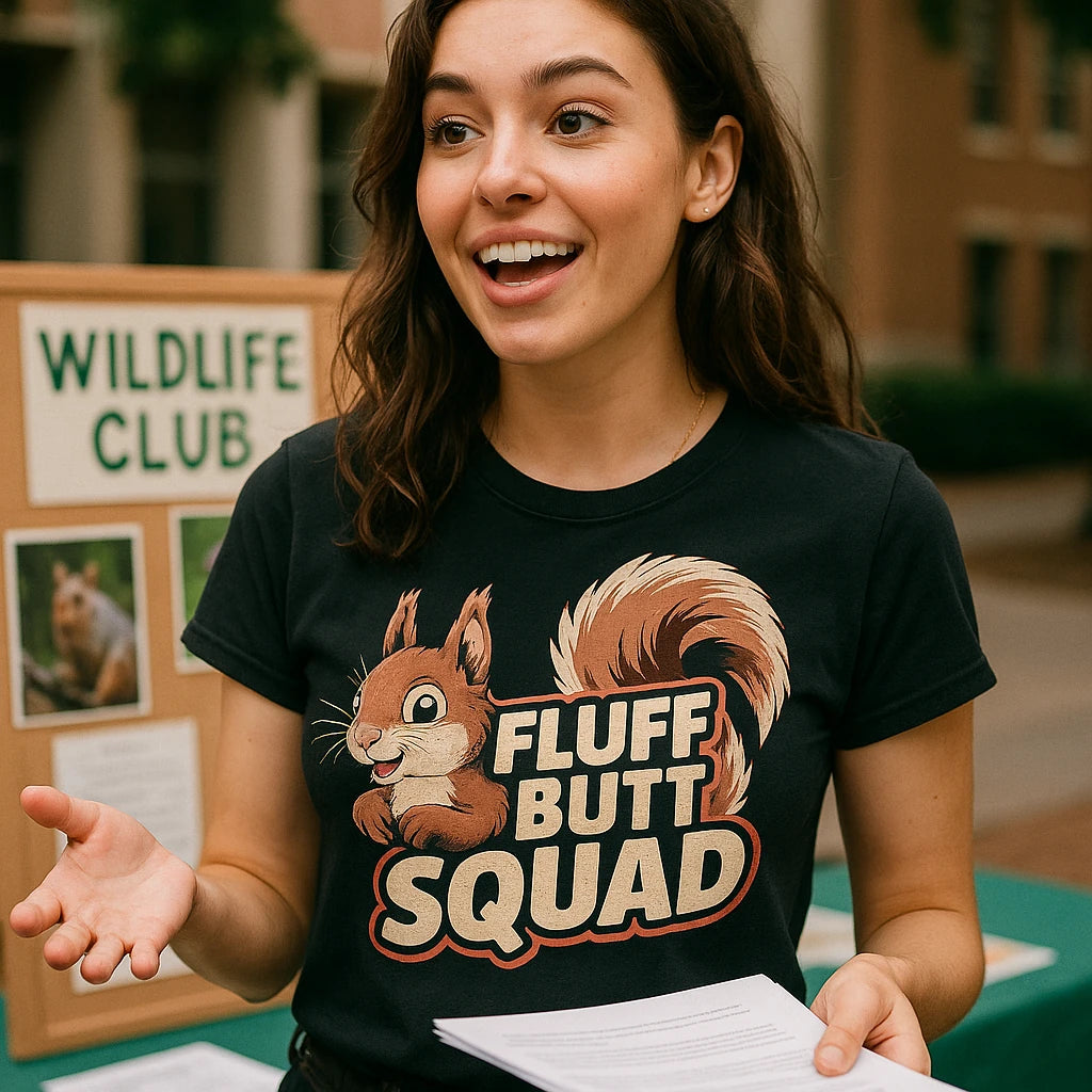 "Fluff Butt Squad" squirrel tee - product photo 8