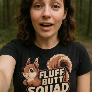 "Fluff Butt Squad" squirrel tee - product photo 7