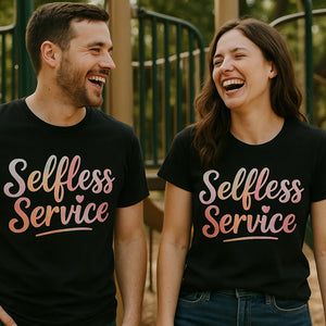 Person wearing the black mom life t shirt graphic tee - "Selfless Service" design