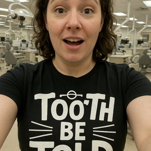"Tooth Be Told" black dentist t shirt - also a dentist appreciation day gift ideas
