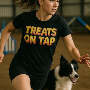 "Treats on Tap" black pet lovers t shirts - also a a perfect shirt for dog lovers