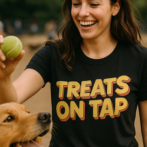 "Treats on Tap" black pet lovers t shirts - a birthday gift for dog lovers lover