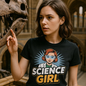 "Science Girl" black scientist t shirt - also a stocking stuffers for scientists
