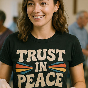 "Trust in Peace" love in faith t shirts - product photo 7
