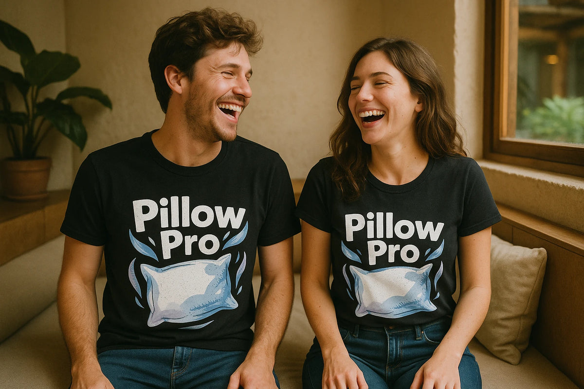 Person wearing the black oversized sleep t shirt graphic tee - "Pillow Pro" design