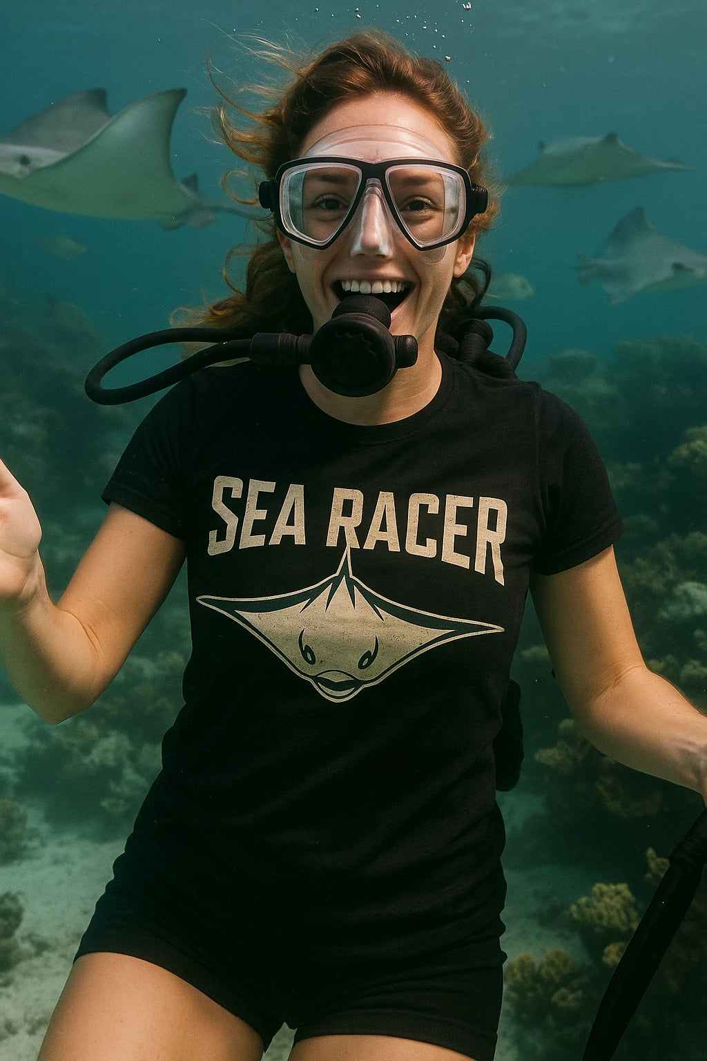 "Sea Racer" black stingray shirts - a birthday gift for stingray lover
