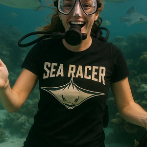 "Sea Racer" black stingray shirts - a birthday gift for stingray lover