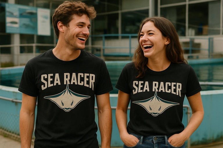 Person wearing the black stingray shirts graphic tee - 