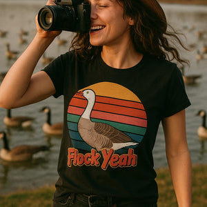 "Flock Yeah" black geese t shirt - a birthday gift for geese lover