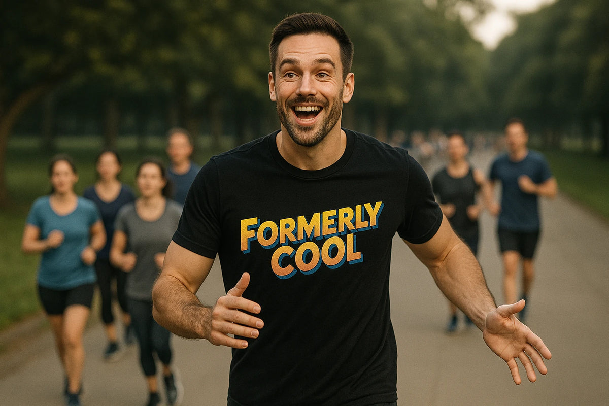 Lifestyle shot of the "Formerly Cool" black parent identity crisis t shirt in a real-world setting