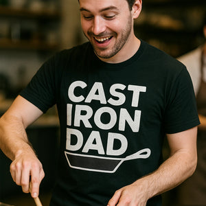 "Cast Iron Dad" black line cook shirts - also one of the gifts for cook lovers