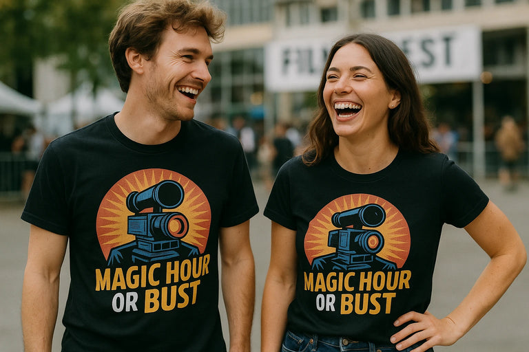 Person wearing the black film director t shirt graphic tee - 