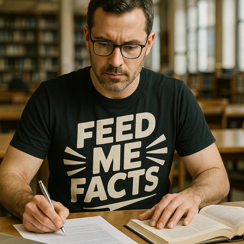 "Feed Me Facts" studying t shirt - product photo 8