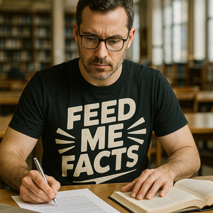 "Feed Me Facts" studying t shirt - product photo 8