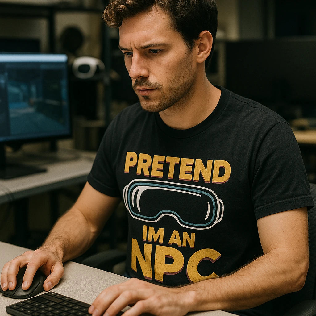 "Pretend Im an Npc" virtual reality t shirt - product photo 8