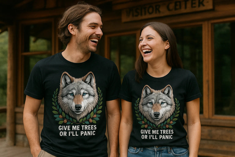 Person wearing the black forest green t shirt graphic tee - 