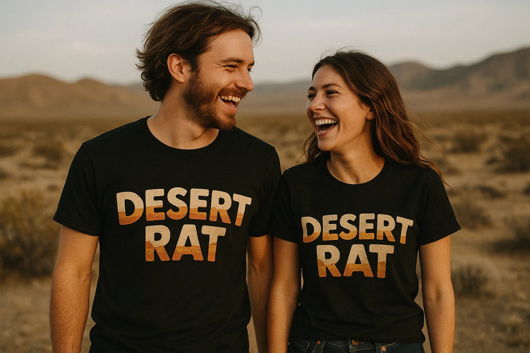 Person wearing the black desert camo t shirt graphic tee - 