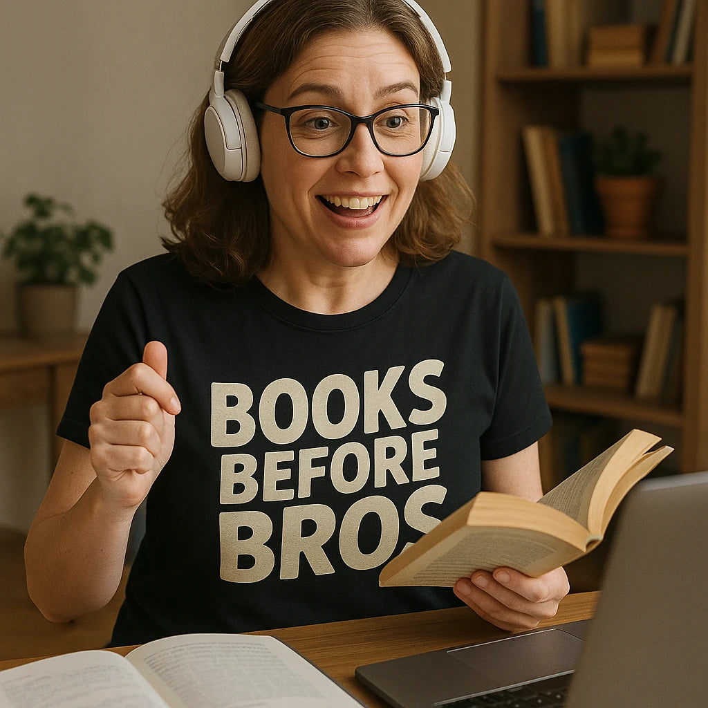 "Books Before Bros" studying t shirt - product photo 8