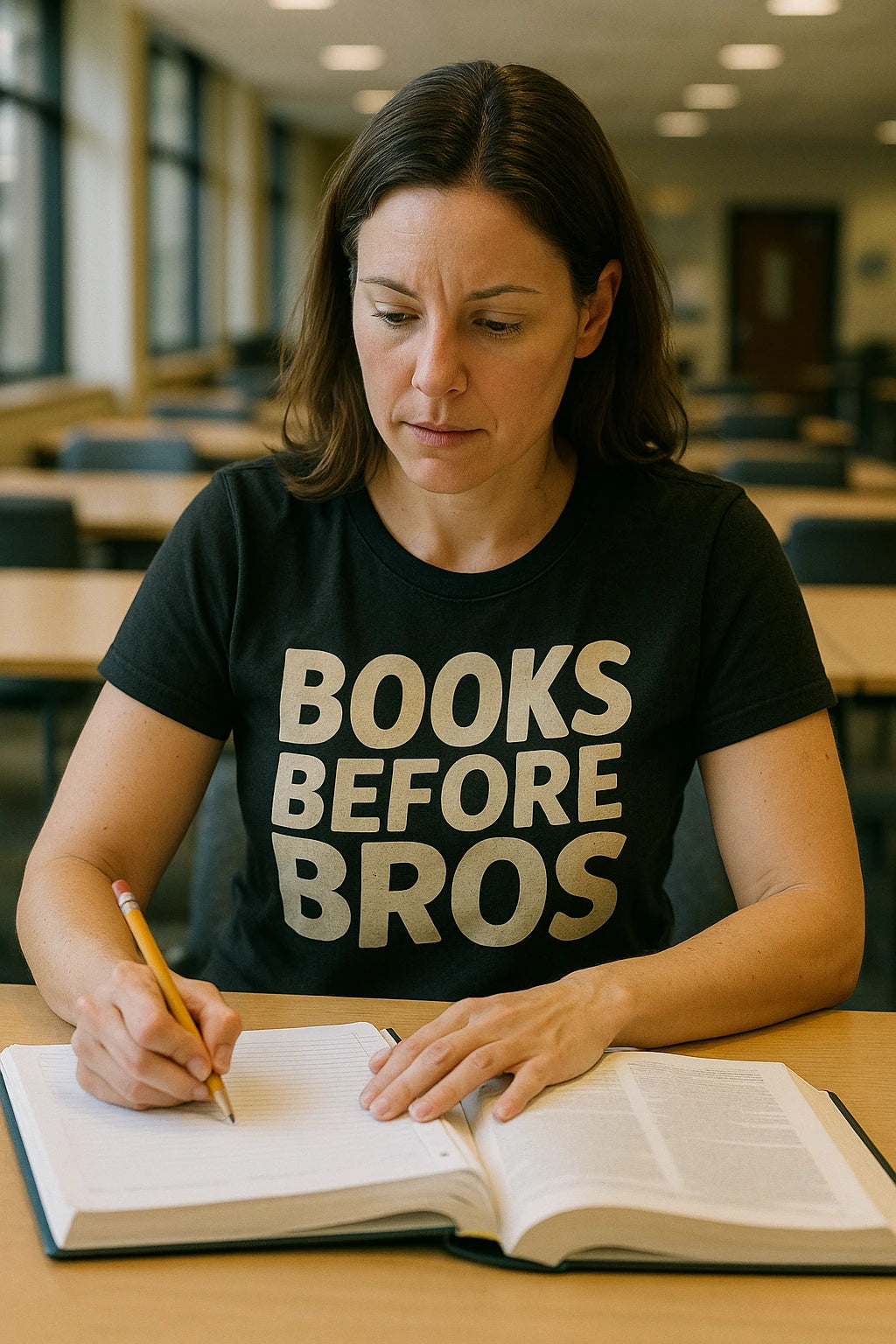 "Books Before Bros" black studying t shirt - a birthday gift for studying lover