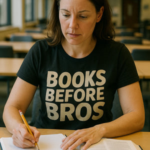 "Books Before Bros" black studying t shirt - a birthday gift for studying lover