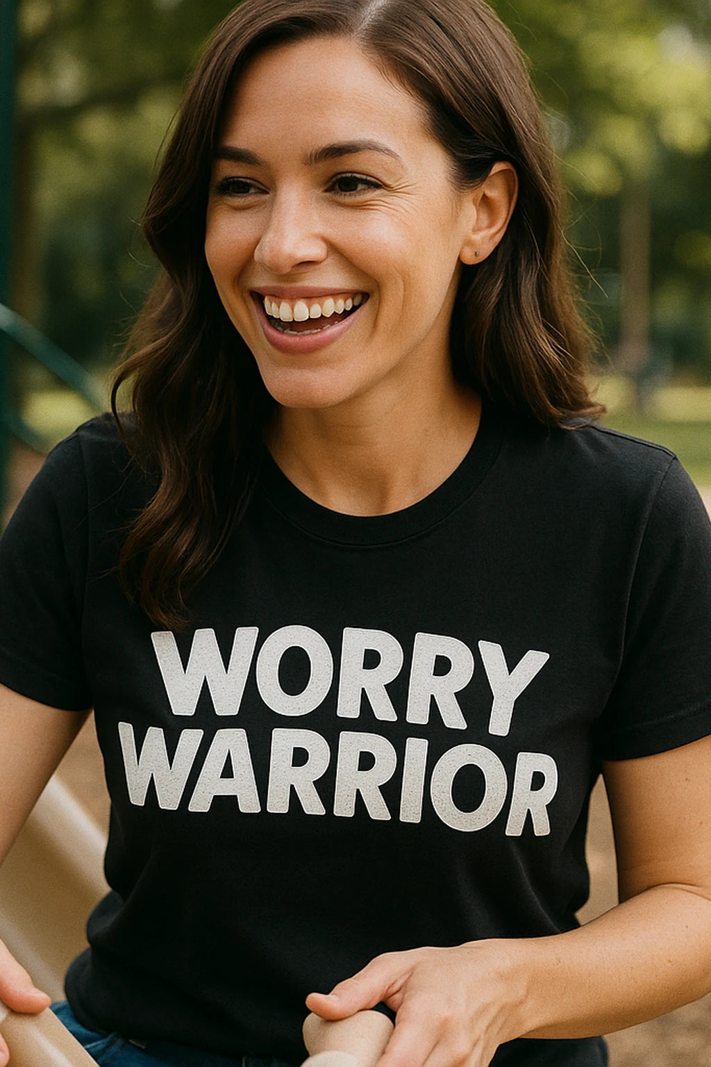 "Worry Warrior" black mom life t shirt designs, photographed as mom life lover gift