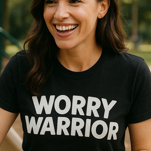"Worry Warrior" black mom life t shirt designs, photographed as mom life lover gift