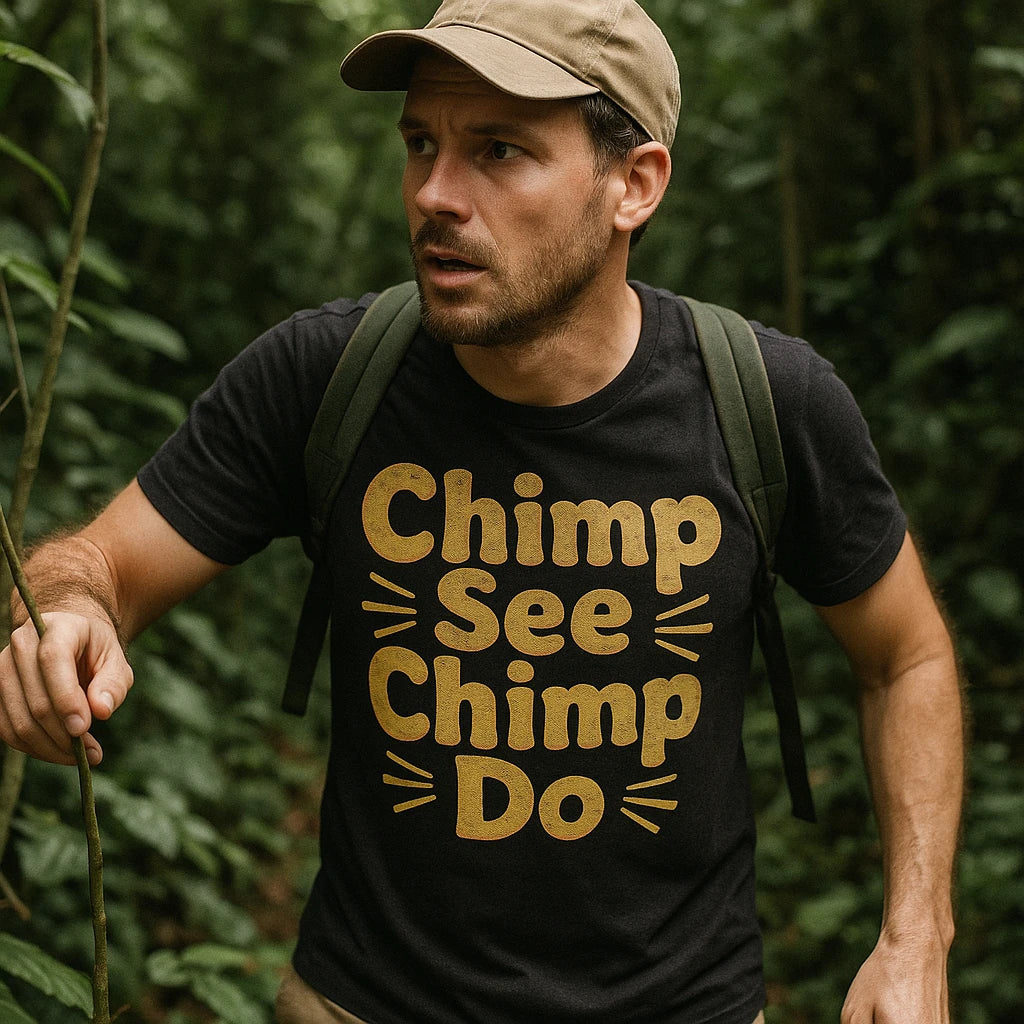 "Chimp See Chimp Do" chimpanzee t shirt - product photo 8