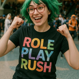 "Role Play Rush" black cosplayers t shirt - a birthday gift for cosplayers lover