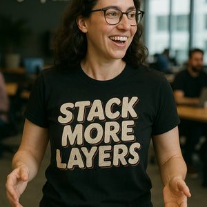"Stack More Layers" black artificial intelligence t shirt - a birthday gift for artificial intelligence lover