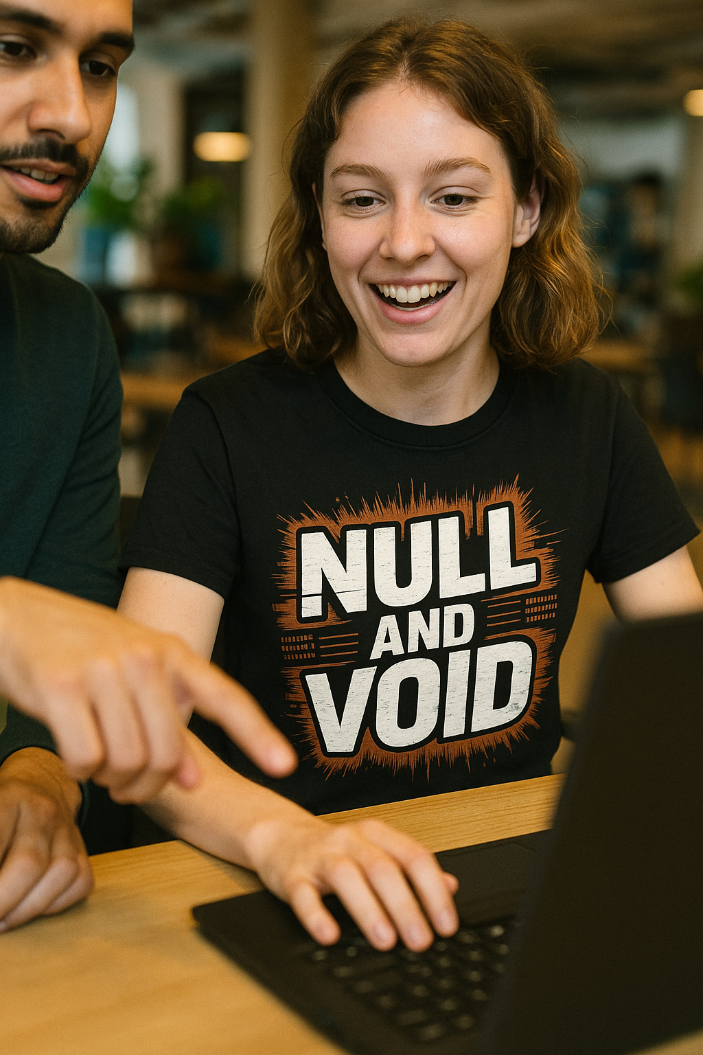 "Null and Void" black programming shirts - also one of the best presents for programmers