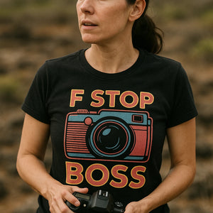 "F Stop Boss" black photographers shirts - a birthday gift for photographers lover