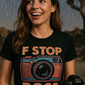 "F Stop Boss" black photographers shirts, photographed as photographers lover gift