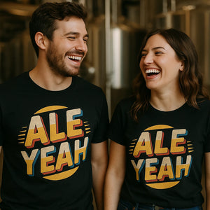Person wearing the black vintage beer shirts graphic tee - "Ale Yeah" design