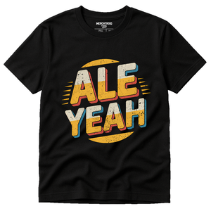 Black Vintage Beer Shirts - "Ale Yeah" graphic tee with orange print, flat lay product photo