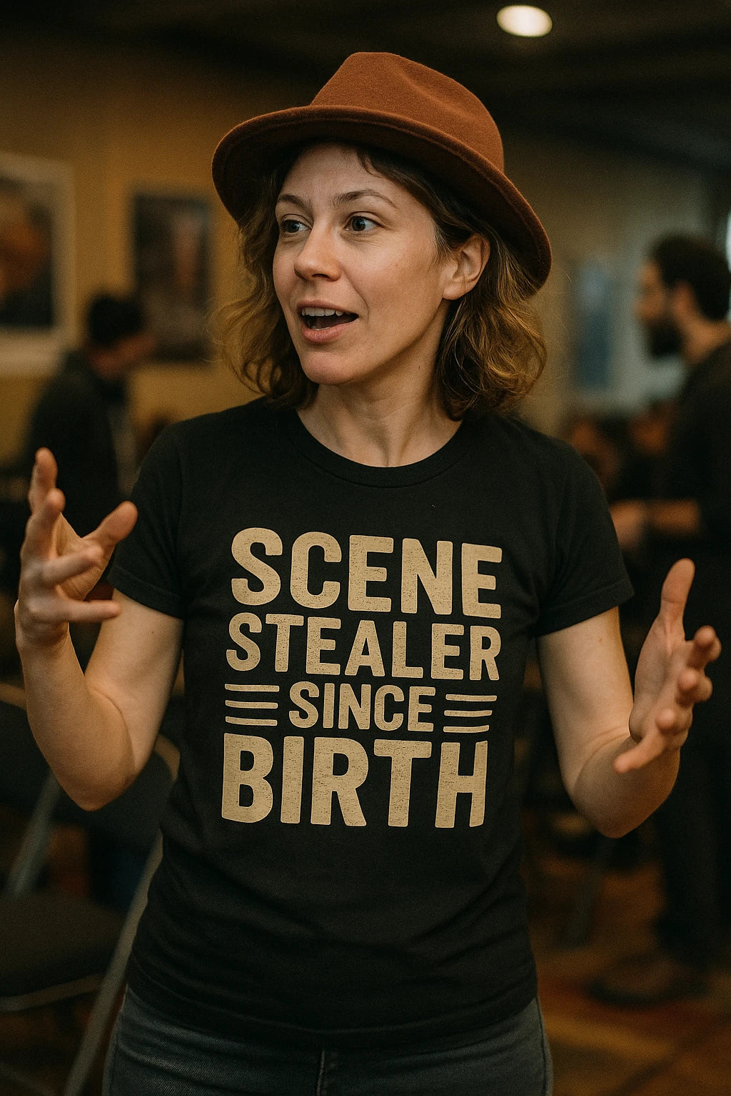 "Scene Stealer Since Birth" black actor shirts - also one of the gifts for actors after performance