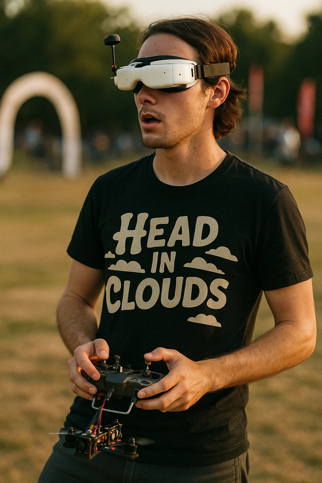 "Head in Clouds" black flying fish t shirt - a birthday gift for flying lover