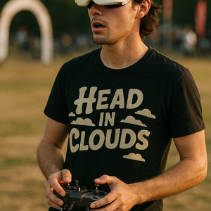 "Head in Clouds" black flying fish t shirt - a birthday gift for flying lover